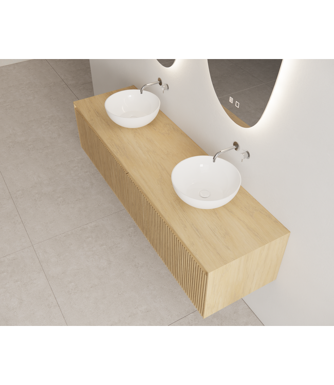 GLISS DESIGN Timotheus Wastafelonderkast Ribbelfront Castle Brown 180 cm 2 lades