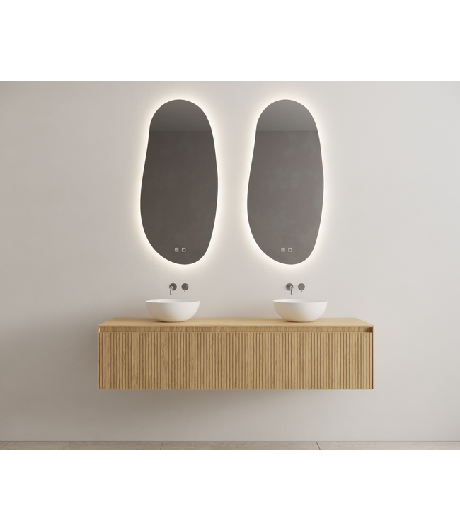 Timotheus Wastafelonderkast Ribbelfront Castle Brown 180 cm 2 lades