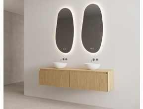 Timotheus Wastafelonderkast Ribbelfront Castle Brown 200 cm 2 lades