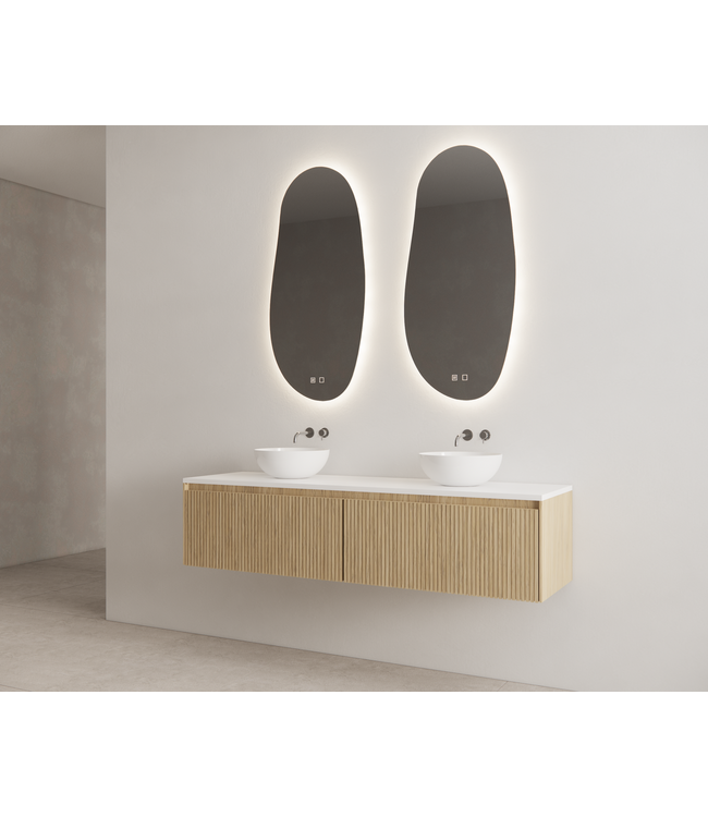 GLISS DESIGN Timotheus Wastafelonderkast Ribbelfront Castle Brown 200 cm 2 lades