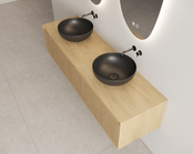 Timotheus Wastafelonderkast Ribbelfront Castle Brown 200 cm 2 lades Timotheus Wastafelonderkast Ribbelfront Castle Brown 200 cm 2 lades