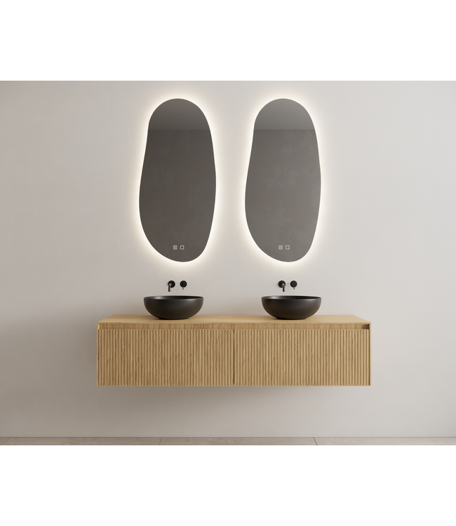 GLISS DESIGN Timotheus Wastafelonderkast Ribbelfront Castle Brown 200 cm 2 lades