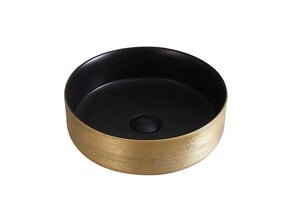 Aloni Loop Ronde waskom 36x13cm Goud - Zwart