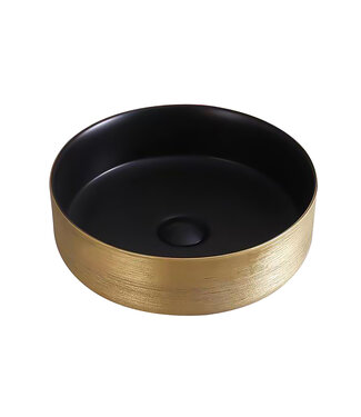 ALONI Waskom relief Turo Goud / Zwart 36x13cm - Keramiek