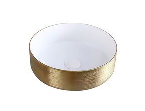 Waskom relief Turo Goud / Wit 36x13cm - Keramiek