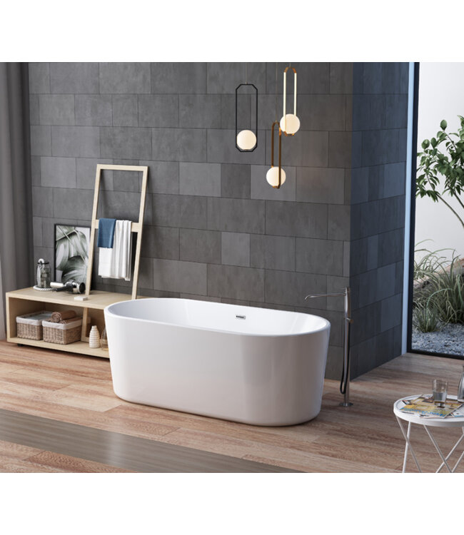 SANI-SUPPLY Luxe Vrijstaand Bad 170x75x58 cm Acryl Wit met Met afsluitbare klikplug