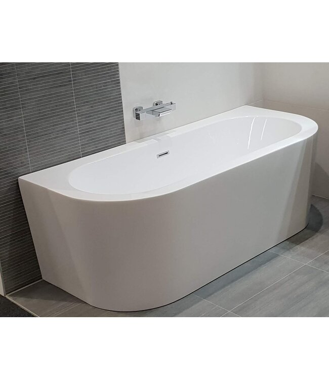 Luxe Half Vrijstaand Bad 170x75x59 cm Acryl Wit met met afsluitbare klikplug