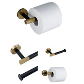 Toilet Accessoires set Ribbed Lux Zwart & Goud Toiletborstelhouder Reserverolhouder Toiletrolhouder  handdoekhaak