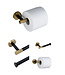 Toilet Accessoires set Ribbed Lux Zwart & Goud Toiletborstelhouder Reserverolhouder Toiletrolhouder  handdoekhaak