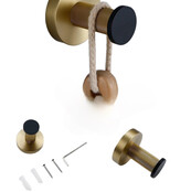 Toilet Accessoires set Ribbed Lux Zwart & Goud Toiletborstelhouder Reserverolhouder Toiletrolhouder  handdoekhaak