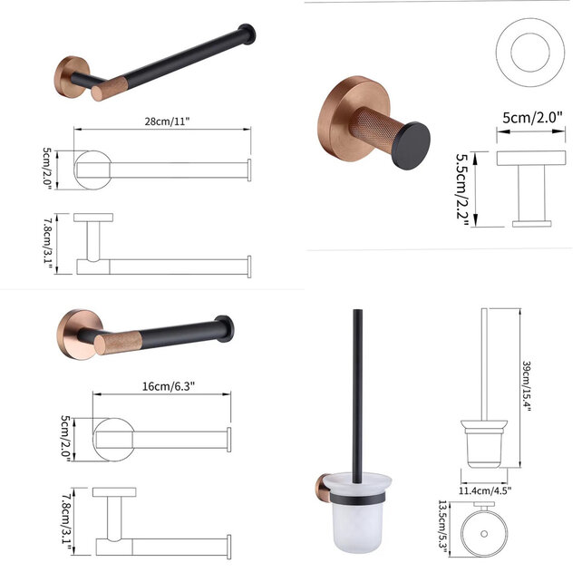 Toilet Accessoires set Ribbed Lux Geborsteld Goud Toiletborstelhouder Reserverolhouder Toiletrolhouder handdoekhaak