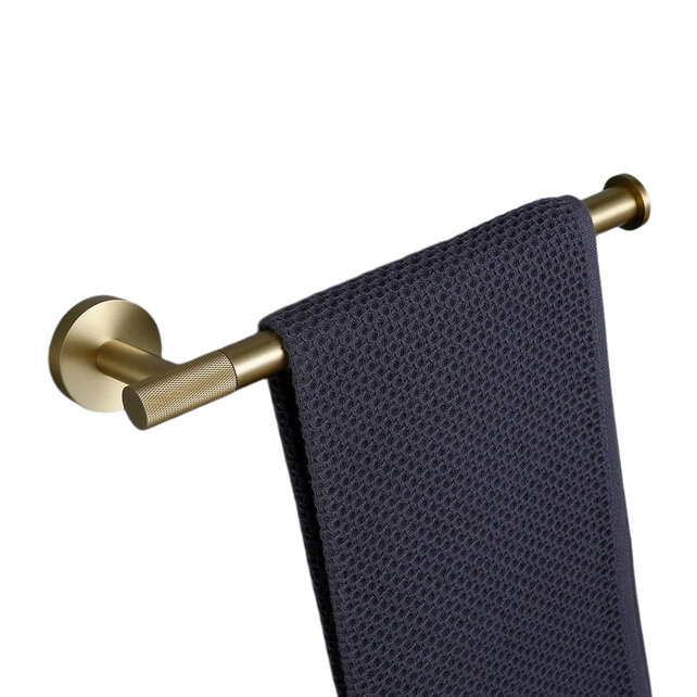 Toilet Accessoires set Ribbed Lux Geborsteld Goud Toiletborstelhouder Reserverolhouder Toiletrolhouder handdoekhaak