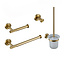 SANI-SUPPLY Toilet Accessoires set Ribbed Lux Geborsteld Goud Toiletborstelhouder Reserverolhouder Toiletrolhouder handdoekhaak