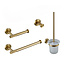 SANI-SUPPLY Toilet Accessoires set Ribbed Lux Geborsteld Goud Toiletborstelhouder Reserverolhouder Toiletrolhouder handdoekhaak