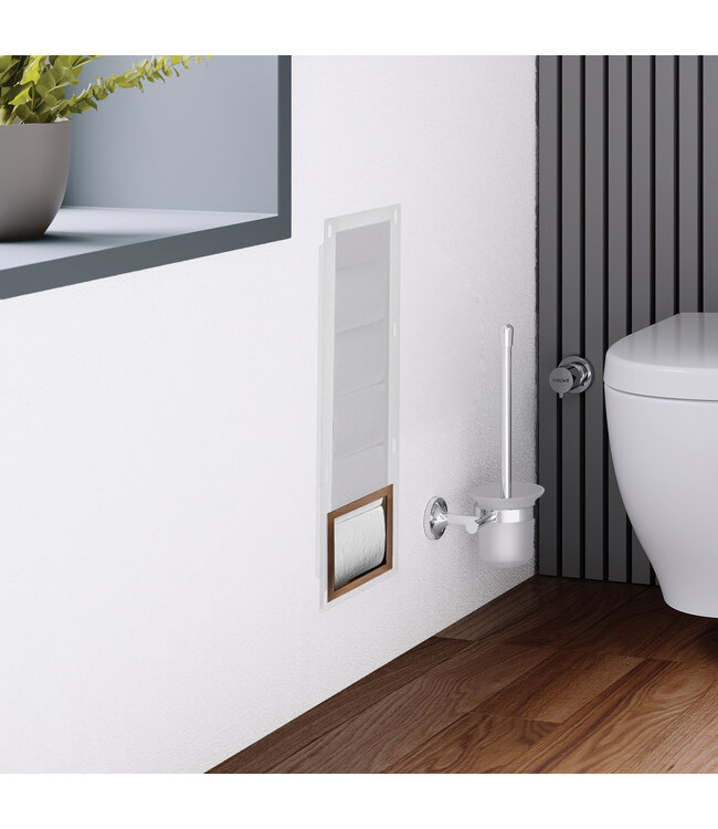 Inbouw Toiletrolhouder Geborsteld Koper 66x14x12cm Reserverolhouder RVS