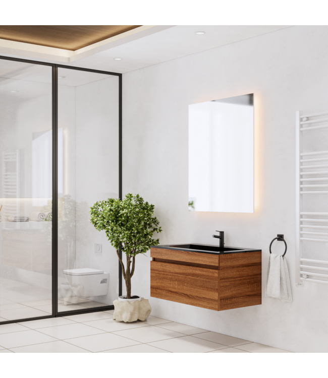 GLISS DESIGN Gliss Anelius Badkamermeubel excl. Wastafel Sonoma Brown 80cm