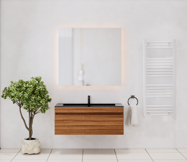 Gliss Anelius Badkamermeubel met Wastafel Sonoma Brown 100cm