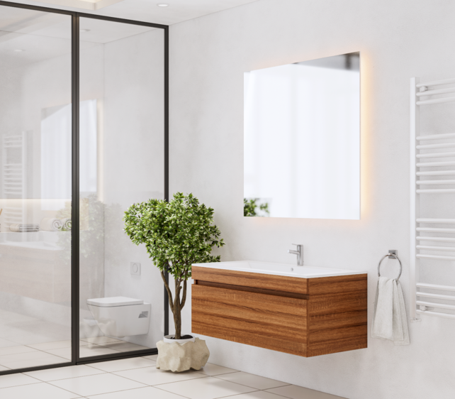 Gliss Anelius Badkamermeubel met Wastafel Sonoma Brown 100cm