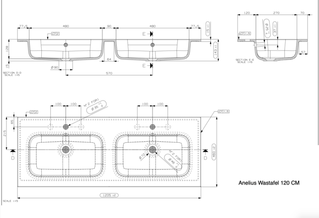 Gliss Anelius Badkamermeubel excl. Wastafel Sonoma Brown 120cm