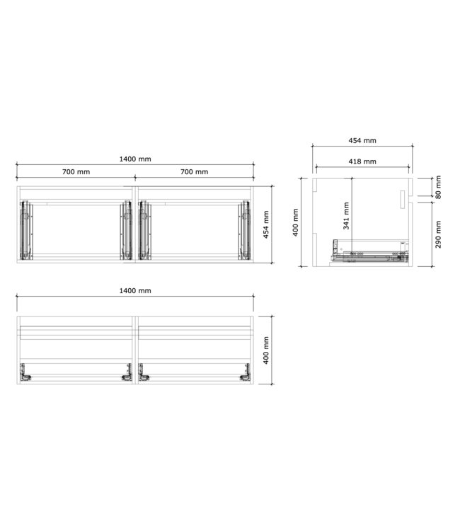 Gliss Anelius Badkamermeubel excl. Wastafel Sonoma Brown 140cm