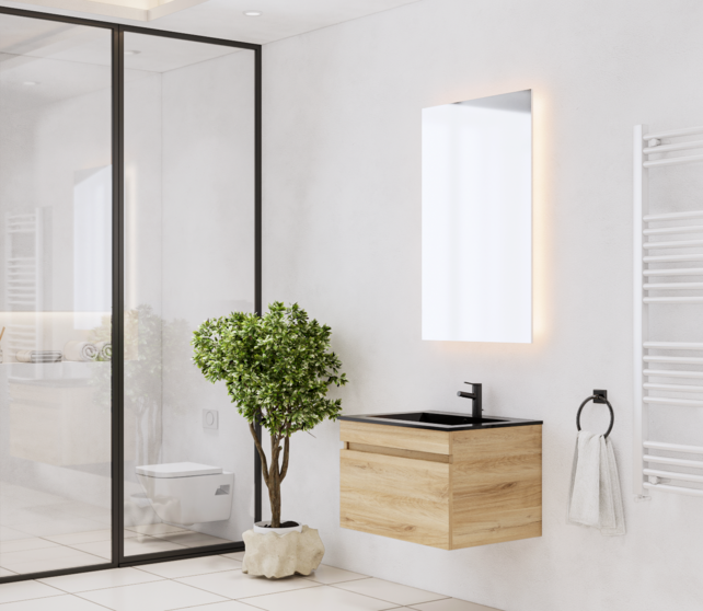 Gliss Anelius Badkamermeubel met Wastafel Natural Oak 70cm