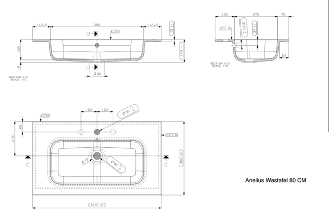 Gliss Anelius Badkamermeubel excl. Wastafel Natural Oak 80cm