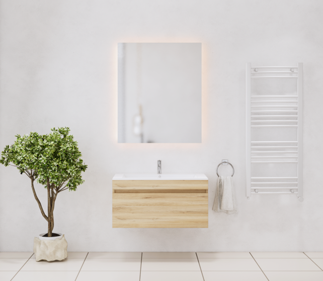 Gliss Anelius Badkamermeubel met Wastafel Natural Oak 80cm