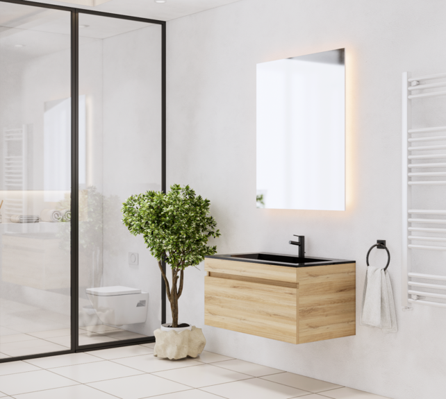 Gliss Anelius Badkamermeubel met Wastafel Natural Oak 80cm