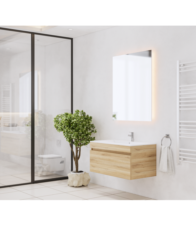 GLISS DESIGN Gliss Anelius Badkamermeubel excl. Wastafel Natural Oak 80cm