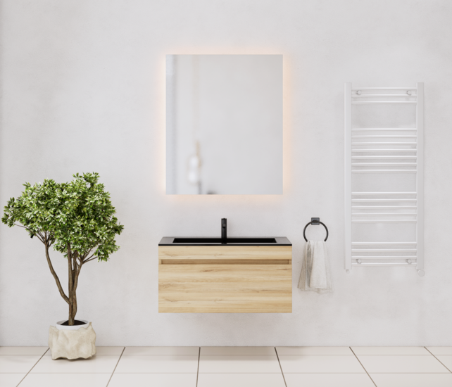 Gliss Anelius Badkamermeubel met Wastafel Natural Oak 80cm