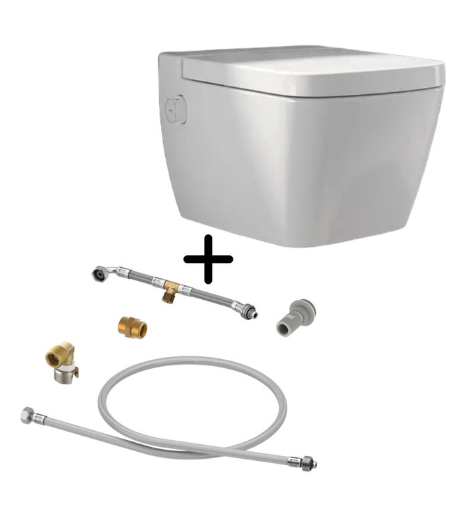 TECEONE Hangtoilet met Bidet Koud (TECE 9700201) Stroomloos bidetdouche  excl. wc-bril