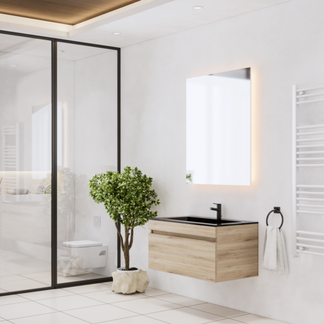 Gliss Anelius Badkamermeubel met Wastafel Grey Oak 80cm