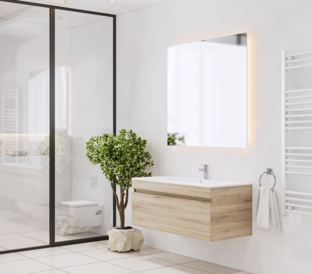 Gliss Anelius Badkamermeubel met Wastafel Grey Oak 100cm