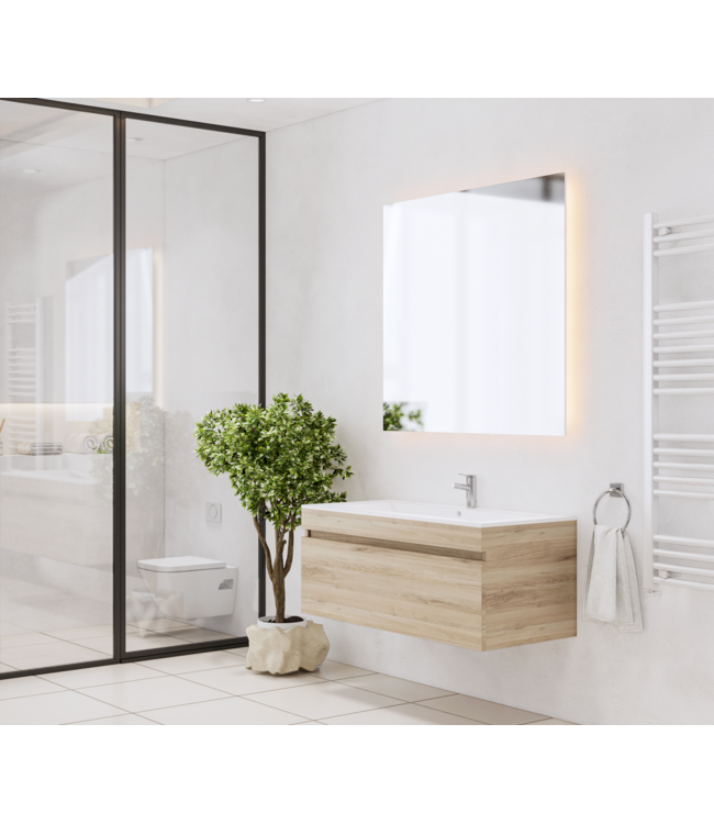 GLISS DESIGN Gliss Anelius Badkamermeubel excl. Wastafel Grey Oak 100cm