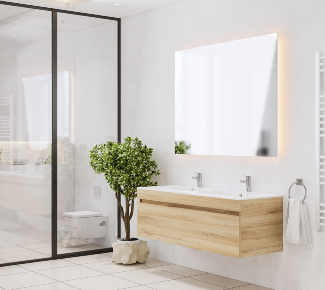 Gliss Anelius Badkamermeubel met Wastafel Natural Oak 120cm