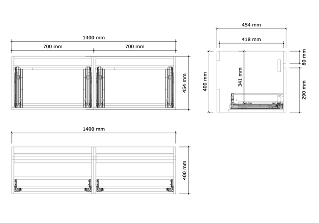 Gliss Anelius Badkamermeubel excl. Wastafel Grey Oak 140cm