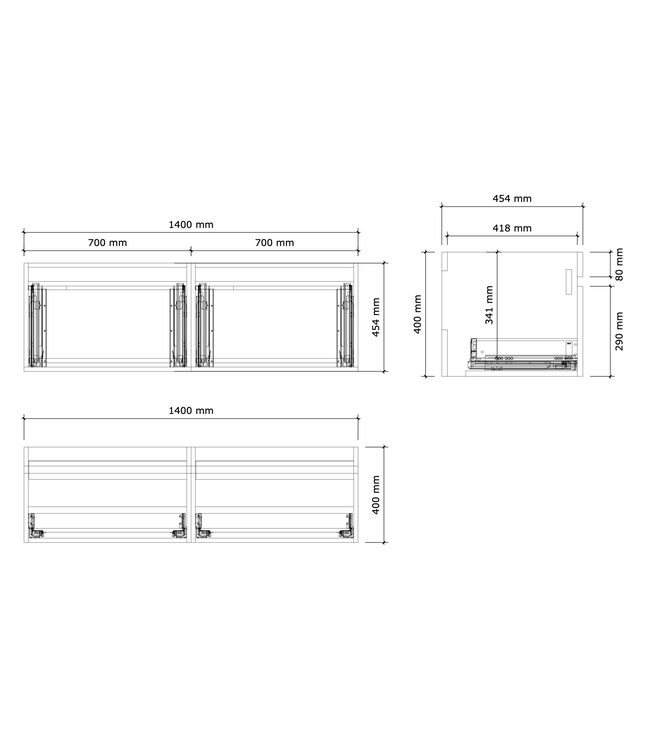 GLISS DESIGN Gliss Anelius Badkamermeubel excl. Wastafel Grey Oak 140cm
