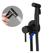 Bidetkraan Toilet Koud - Zwart RVS met Handdouche Doucheslang 120cm