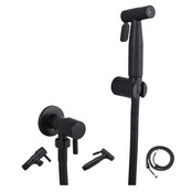 Bidetkraan Toilet Koud - Zwart RVS met Handdouche Doucheslang 120cm