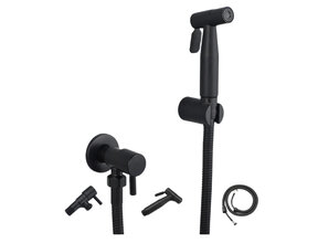 Bidetkraan Toilet Koud - Zwart RVS met Handdouche Doucheslang 120cm