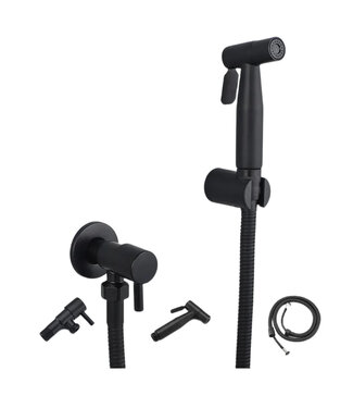 Bidetkraan Toilet Koud - Zwart RVS met Handdouche Doucheslang 120cm
