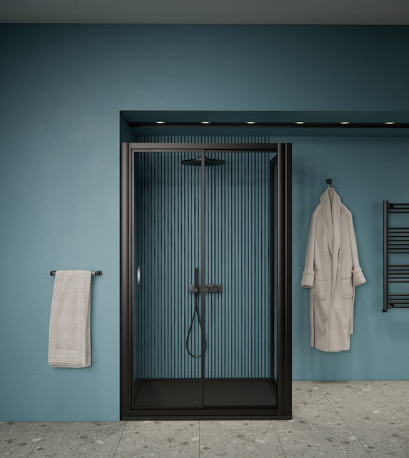 Douchecabine Zwart 80x80 cm Gliss Dual 6 mm Helder glas Nano-coating