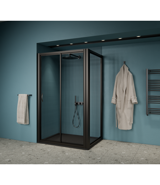 GLISS DESIGN Douchecabine Zwart 100x80 cm Gliss Dual 6 mm Helder glas Nano-coating