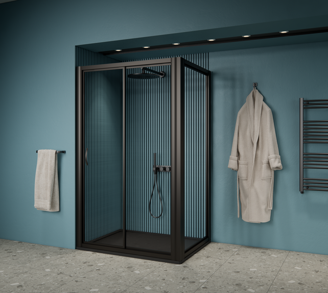 Douchecabine Zwart 100x80 cm Gliss Dual 6 mm Helder glas Nano-coating Douchecabine Zwart 100x80 cm Gliss Dual 6 mm Helder glas Nano-coating