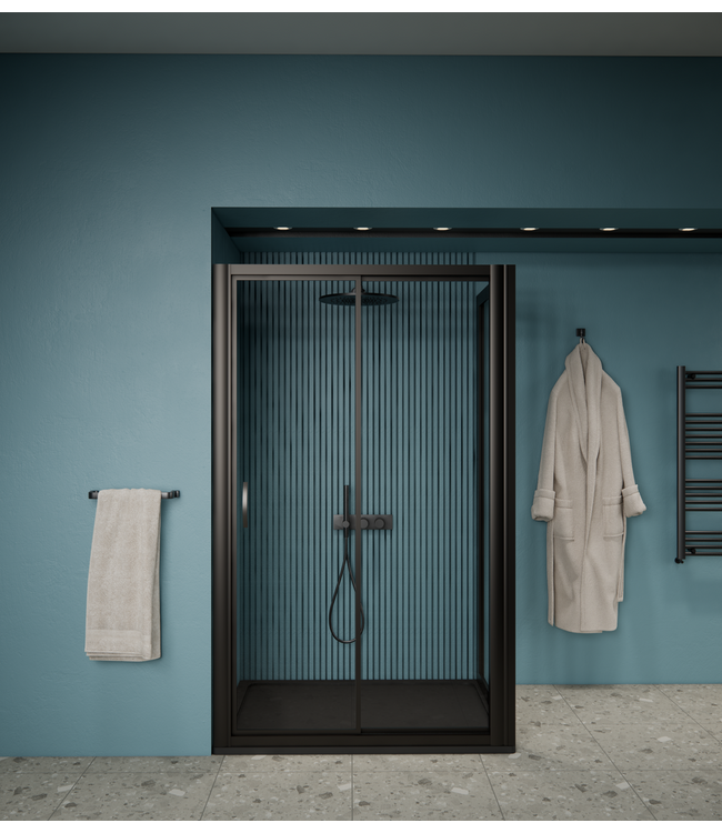 Douchecabine Zwart 100x80 cm Gliss Dual 6 mm Helder glas Nano-coating