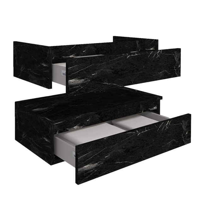 Wastafelonderkast Venus 80x40 cm Zwart Marmer met 2 lades
