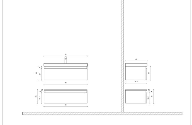 Wastafelonderkast Venus 80x40 cm Licht Hout met 2 lades