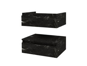 Wastafelonderkast Venus 60x40 cm Zwart Marmer met 2 lades