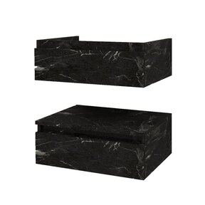 Wastafelonderkast Venus 60x40 cm Zwart Marmer met 2 lades