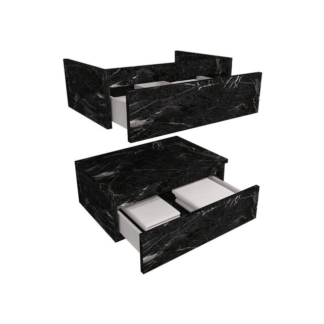 Wastafelonderkast Venus 60x40 cm Zwart Marmer met 2 lades